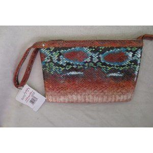 Buxton Women Mini iPad Wristlet Handbag snake Multi color New